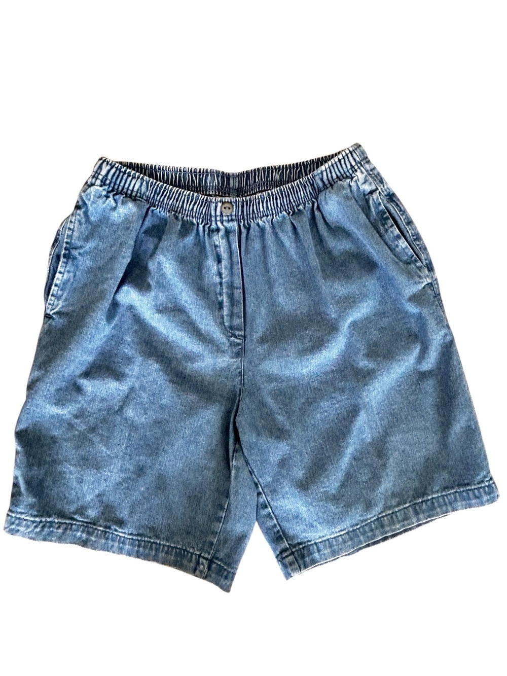 Women Within Bermuda Shorts Size 18W Elastic Waist Denim Jean Pockets Pull On